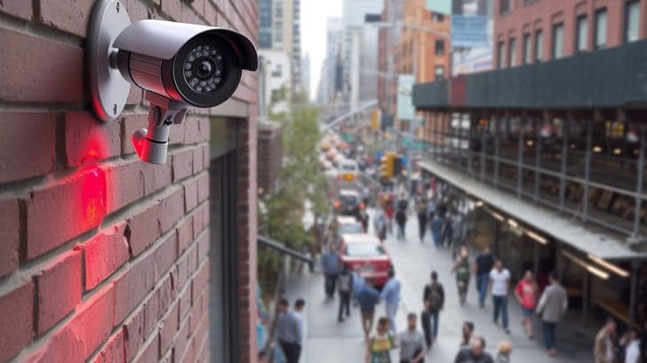 Building entrance with signage and controlled access